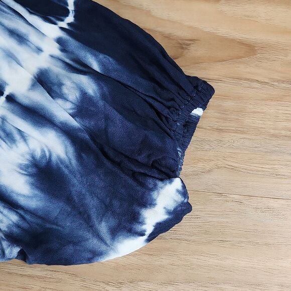 🔹️Young Fabulous & Broke Blue Tie Dye Rayon Tied Front Top Small - Picture 7 of 12